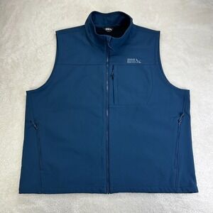 Eddie Bauer Windbreaker Vest Mens 2XL Navy Blue Full Zip Softshell Fleece Hiking